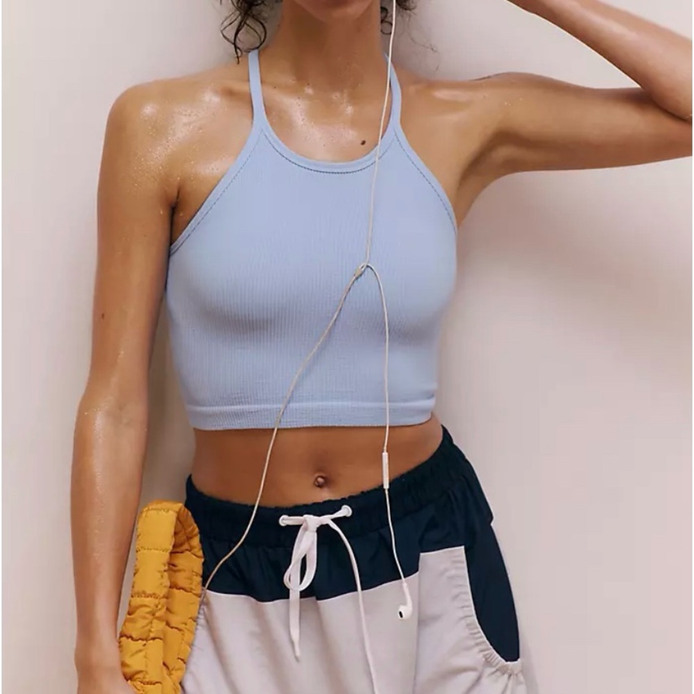Free People Light Blue Ribbed Tank Top